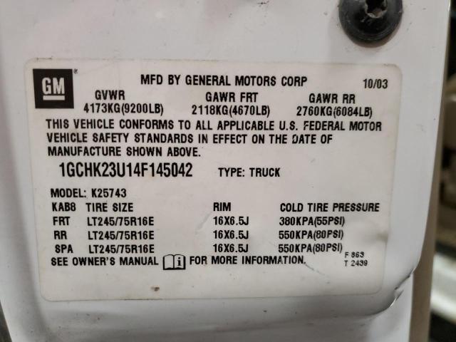 Photo 10 from auction – 2004 CHEVROLET SILVERADO with VIN 1GCHK23U14F145042