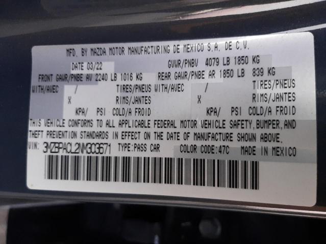 Photo 10 from auction – 2022 MAZDA 3 PREFERRE with VIN 3MZBPACL2NM303671
