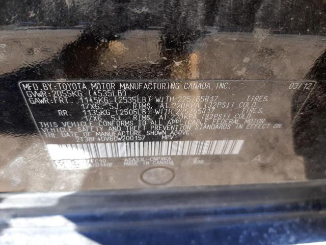 Photo 10 from auction – 2012 TOYOTA RAV4 with VIN 2T3BF4DV6CW200157
