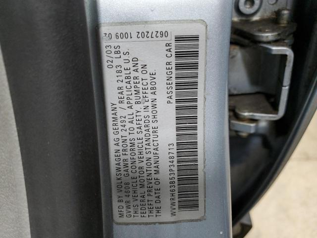 Photo 10 from auction – 2003 VOLKSWAGEN PASSAT GLX with VIN WVWRH63B53P348713
