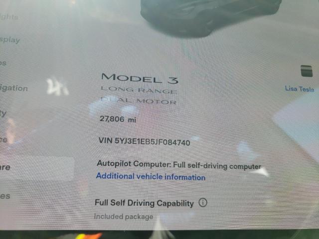 Photo 8 from auction – 2018 TESLA MODEL 3 with VIN 5YJ3E1EB5JF084740