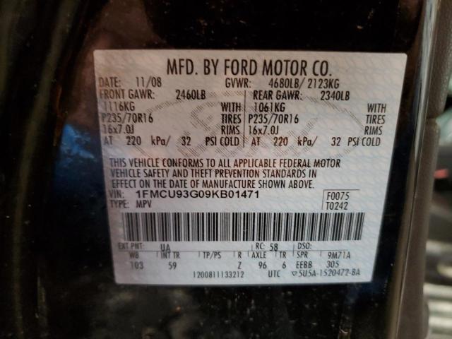 Photo 10 from auction – 2009 FORD ESCAPE XLT with VIN 1FMCU93G09KB01471
