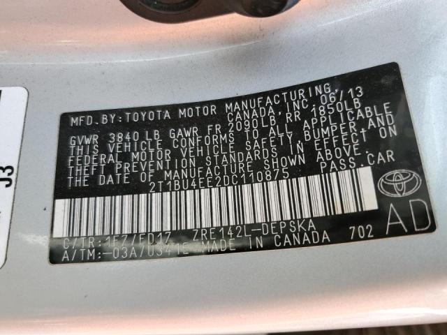 Photo 10 from auction – 2013 TOYOTA COROLLA BA with VIN 2T1BU4EE2DC110875