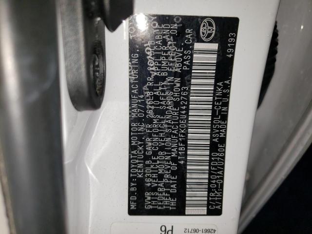 Photo 10 from auction – 2014 TOYOTA CAMRY L with VIN 4T1BF1FK0EU442763