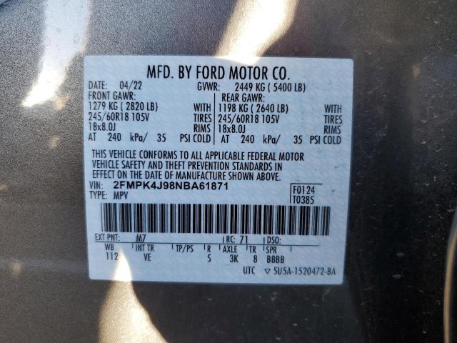 Photo 14 from auction – 2022 FORD EDGE SEL with VIN 2FMPK4J98NBA61871
