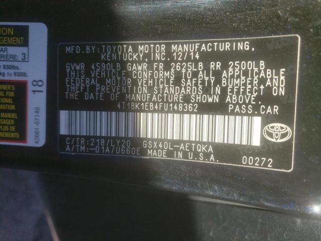 Photo 10 from auction – 2015 TOYOTA AVALON XLE with VIN 4T1BK1EB4FU148362