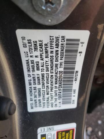 Photo 10 from auction – 2010 HONDA CIVIC VP with VIN 19XFA1F3XAE039430