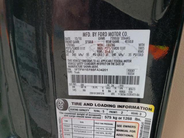 Photo 10 from auction – 2011 FORD F150 SUPER with VIN 1FTFW1EF8BFA34201