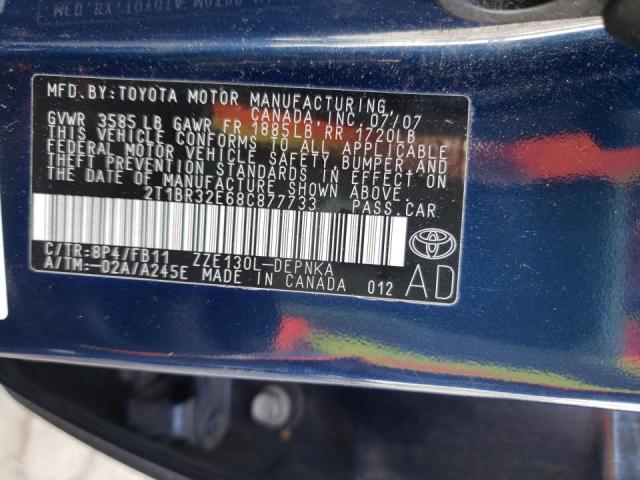 Photo 10 from auction – 2008 TOYOTA COROLLA CE with VIN 2T1BR32E68C877733