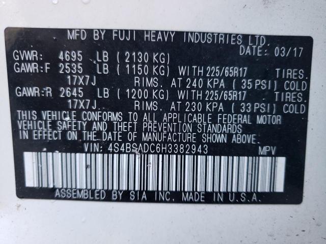 Photo 10 from auction – 2017 SUBARU OUTBACK 2. with VIN 4S4BSADC6H3382943