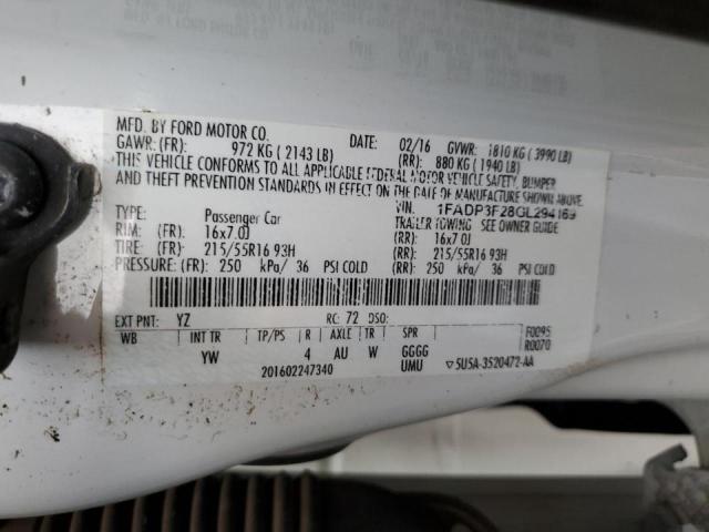 Photo 10 from auction – 2016 FORD FOCUS SE with VIN 1FADP3F28GL294169