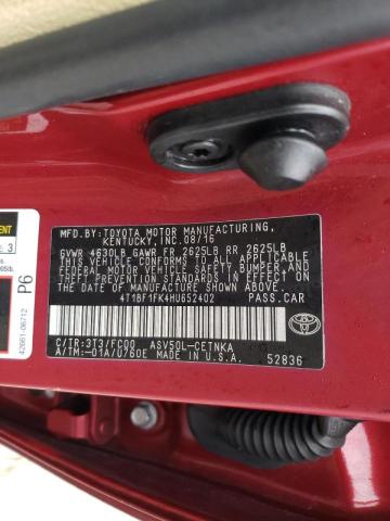 Photo 10 from auction – 2017 TOYOTA CAMRY LE with VIN 4T1BF1FK4HU652402