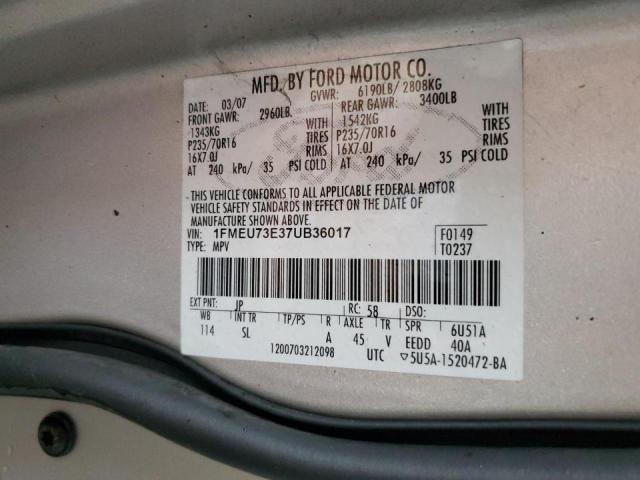 Photo 10 from auction – 2007 FORD EXPLORER X with VIN 1FMEU73E37UB36017