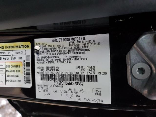 Photo 10 from auction – 2016 FORD FUSION SE with VIN 3FA6P0HD6GR378532