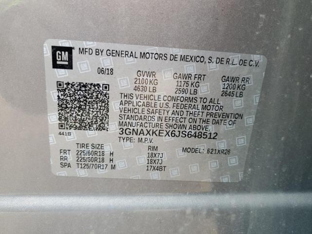 Photo 14 from auction – 2018 CHEVROLET EQUINOX LT with VIN 3GNAXKEX6JS648512