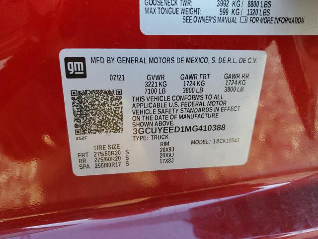 Photo 10 from auction – 2021 CHEVROLET SILVERADO with VIN 3GCUYEED1MG410388