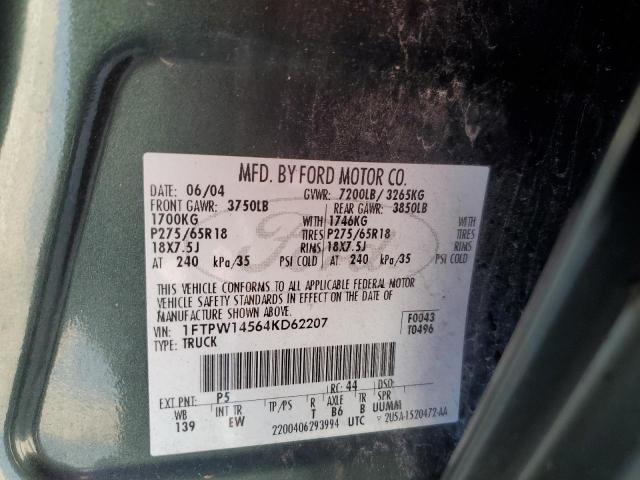 Photo 10 from auction – 2004 FORD F150 SUPER with VIN 1FTPW14564KD62207