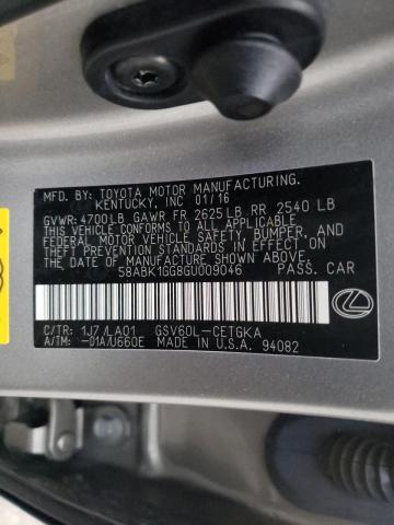 Photo 10 from auction – 2016 LEXUS ES 350 with VIN 58ABK1GG8GU009046