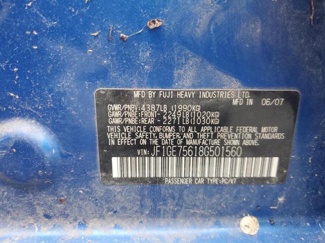 Photo 10 from auction – 2008 SUBARU IMPREZA WR with VIN JF1GE75618G501560