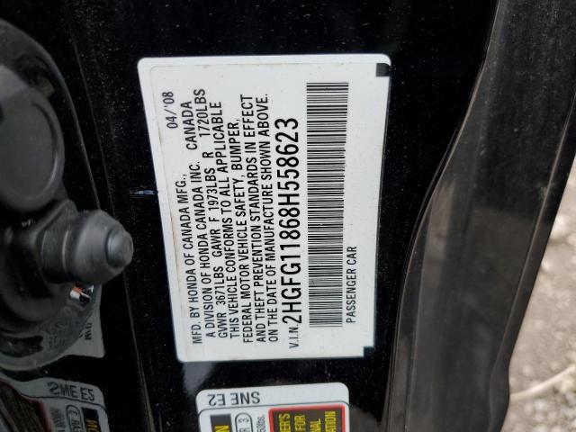 Photo 10 from auction – 2008 HONDA CIVIC EX with VIN 2HGFG11868H558623