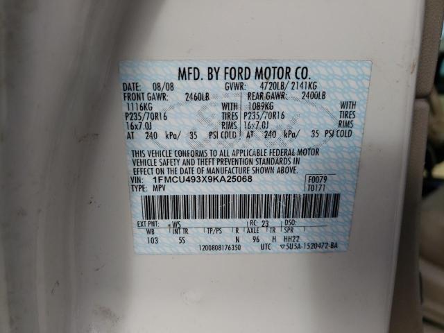 Photo 10 from auction – 2009 FORD ESCAPE HYB with VIN 1FMCU493X9KA25068