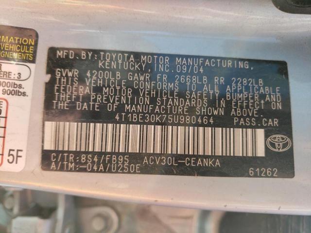 Photo 10 from auction – 2005 TOYOTA CAMRY LE with VIN 4T1BE30K75U980464