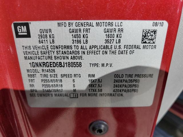 Photo 10 from auction – 2011 CHEVROLET TRAVERSE L with VIN 1GNKRGED6BJ180558