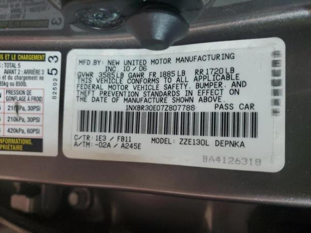 Photo 10 from auction – 2007 TOYOTA COROLLA CE with VIN 1NXBR30E07Z807788