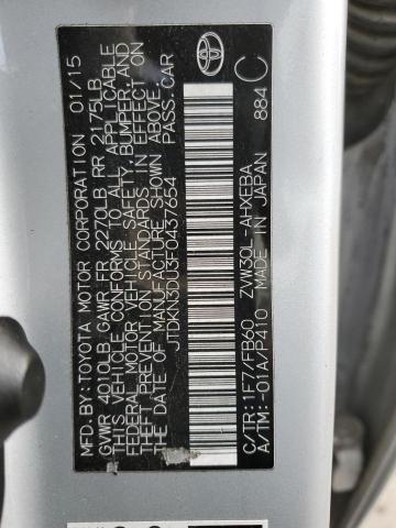 Photo 10 from auction – 2015 TOYOTA PRIUS with VIN JTDKN3DU3F0437654