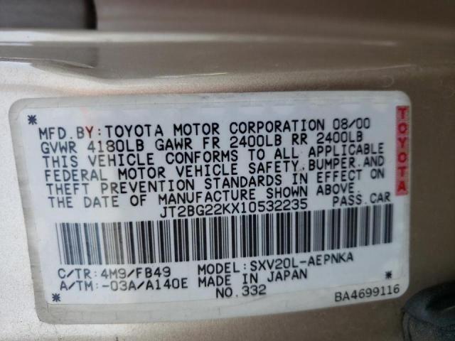 Photo 10 from auction – 2001 TOYOTA CAMRY CE with VIN JT2BG22KX10532235