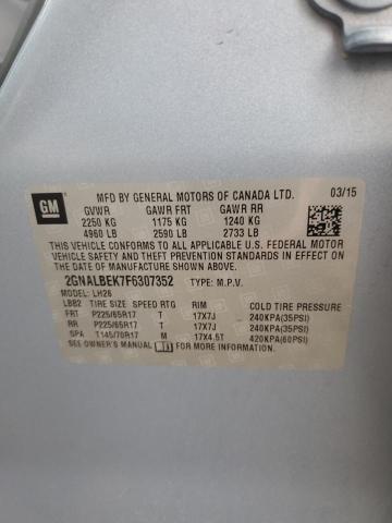 Photo 10 from auction – 2015 CHEVROLET EQUINOX LT with VIN 2GNALBEK7F6307352