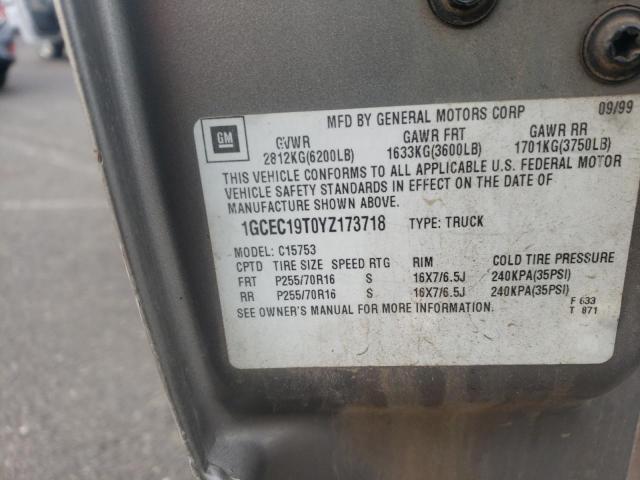 Photo 10 from auction – 2000 CHEVROLET SILVERADO with VIN 1GCEC19T0YZ173718