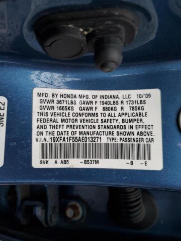 Photo 10 from auction – 2010 HONDA CIVIC LX with VIN 19XFA1F55AE013271