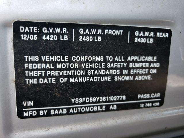 Photo 10 from auction – 2006 SAAB 9-3 with VIN YS3FD59Y361102778