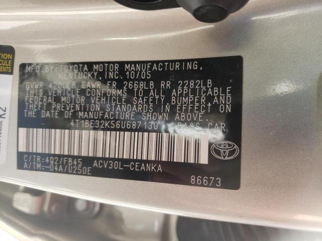 Photo 10 from auction – 2006 TOYOTA CAMRY LE with VIN 4T1BE32K56U687130