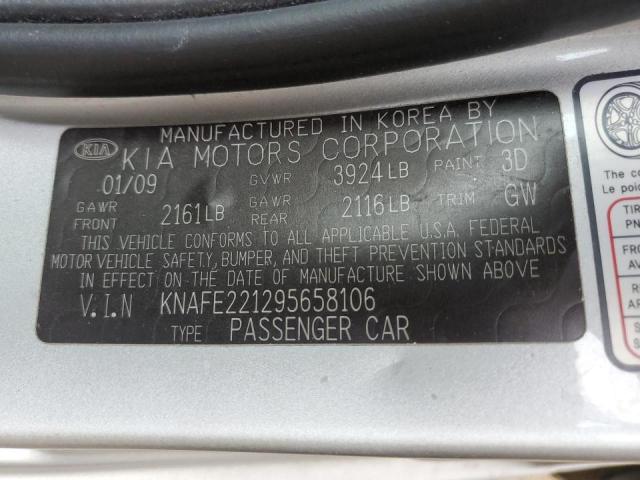 Photo 10 from auction – 2009 KIA SPECTRA EX with VIN KNAFE221295658106