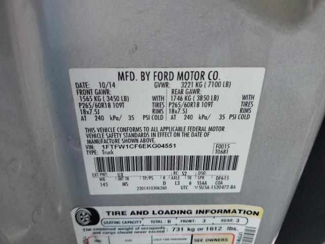 Photo 10 from auction – 2014 FORD F150 SUPER with VIN 1FTFW1CF6EKG04551