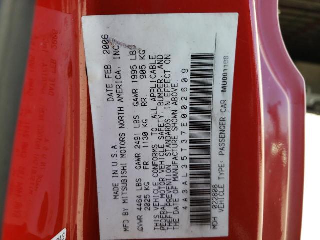 Photo 10 from auction – 2007 MITSUBISHI ECLIPSE SP with VIN 4A3AL35T37E002609