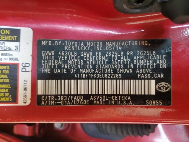 Photo 10 from auction – 2014 TOYOTA CAMRY L with VIN 4T1BF1FK3EU822289