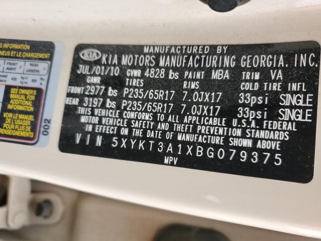 Photo 10 from auction – 2011 KIA SORENTO BA with VIN 5XYKT3A1XBG079375