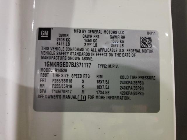 Photo 14 from auction – 2011 CHEVROLET TRAVERSE L with VIN 1GNKRGED7BJ371177