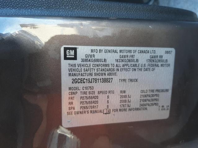Photo 10 from auction – 2008 CHEVROLET SILVERADO with VIN 2GCEC19J781138827