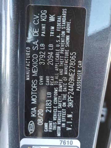 Photo 10 from auction – 2021 KIA FORTE FE with VIN 3KPF24AD9ME278065