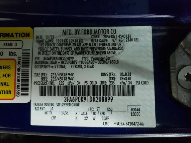 Photo 10 from auction – 2013 FORD FUSION TIT with VIN 3FA6P0K91DR208899