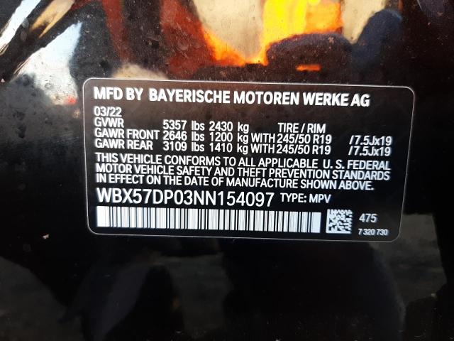 Photo 14 from auction – 2022 BMW X3 XDRIVE3 with VIN WBX57DP03NN154097