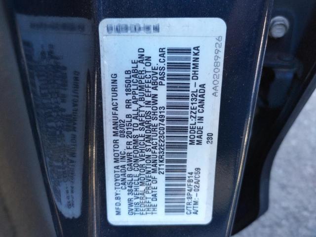 Photo 10 from auction – 2003 TOYOTA COROLLA MA with VIN 2T1KR32E23C074913