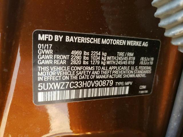 Photo 10 from auction – 2017 BMW X3 SDRIVE2 with VIN 5UXWZ7C33H0V90879