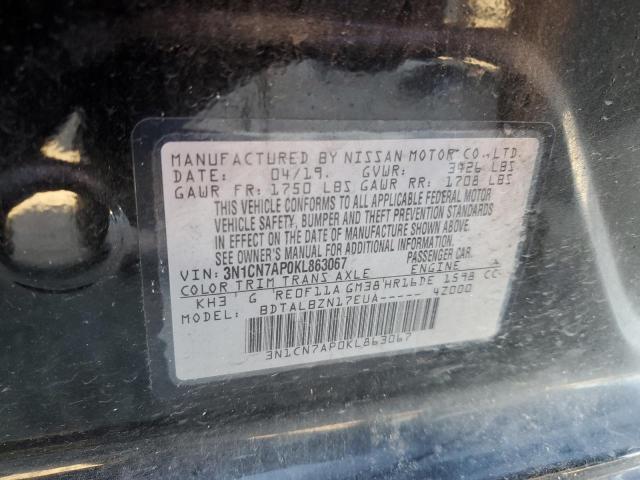 Photo 10 from auction – 2019 NISSAN VERSA S with VIN 3N1CN7AP0KL863067