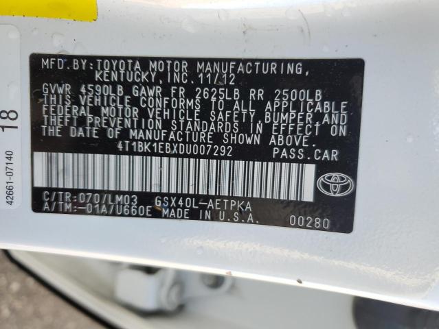 Photo 10 from auction – 2013 TOYOTA AVALON BAS with VIN 4T1BK1EBXDU007292