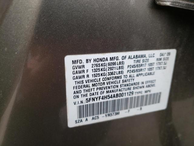 Photo 10 from auction – 2010 HONDA PILOT EXL with VIN 5FNYF4H54AB001129